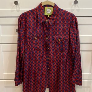 Elizabeth McKay Silk Blouse ,2, navy /red